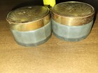2 Vintage Art Deco Vanity Powder Makeup Trinket Glass Jar Brass Lid