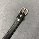 Black Leather Belt Silver Tone Single Prong Buckle 36-38 Casual Dress Classic