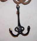 Lot Of 6 Antique Vintage Metal Iron Acorn Tip Coat Triple Hooks   S   Stamp