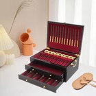 Wooden Silverware Chest 3 Layer  Silver Ware Storage Box Organizer W  Handle