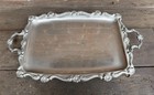Vintage Golden Crown Hong Kong Silver Plate Rectangular Tray Rococo Style Handle