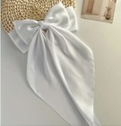 White Satin Stylish Bow With Big Ribbon Hair Clip All Hair Types Non Slip