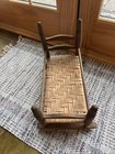 Vintage Rocking Wooden Baby Doll Crib Cradle Ladder Back Woven 16     X 12    Tall
