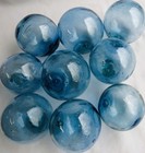 Japanese Glass Fishing Floats 3-3 5   9  True Blue Authentic Antique Tiki Usa Bz