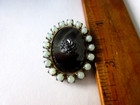 Gorgeous  Czech Vintage Glass Rhinestone Button  Vaseline Uranium   Collectable