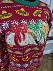 Blizzard Bay Ugly Christmas Sweater Men   s L Taco Fiesta Sombreros Fair Isle Red
