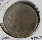 1852 Bank Of Quebec One Penny  deux Sous  Token