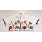 Pacific Legend Mens Large Hawaiian Shirt Aloha Palm Tree Woody Wagon Surfboard