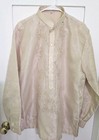 Barong Tagalog Classic Filipino Formal L s Pullover Lined Dress Shirt Men s Xl