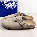 Birkenstock Boston Unisex Taupe Suede Leather Soft Footbed Clog Shoes