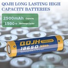 18650 Rechargeable Battery Flat Top 2 Pack 3 7 Volt Real Capacity 2500mah Lit   