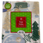 Happy Holiday Rustic Christmas Vinyl Tablecloth Rectangle 52 In  X 90 In Pines