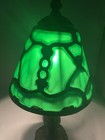 Vintage 1998 Emerald Green Slag Glass Monkey Cast Iron 15  Lamp