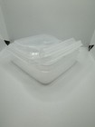 Set Of 2 Tupperware Clear Hinged 4   x 4    Plastic Sandwich Lunch Food Container 