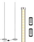 Edishine Modern Minimalist Floor Lamp dimmable With 7 Color silver 2-pack