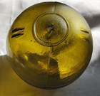 Vtg Orig Glass Fishing Float  7 3 Pc Mold Blown   Olive Green   Double Slash