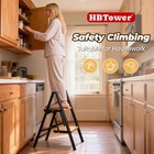Hbtower Step Ladder lightweight Aluminum Folding Step Stool With Anti-slip Wide 
