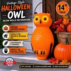 Blow Mold Halloween Orange Hanging Owl 14    Inches Union Products New Lighted