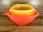 Vtg Tupperware Servalier 3 Bowl Set Lot 840 838 858 Red Orange Yellow No Lids