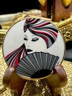 Vtg Stratton Art Deco Duel Mirror Compact W Elegant Lady Enamel W Gold Signed