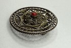 Silver Levant Palestine Egypt  Coral Brooch Pin Pendant Filigree Gilded