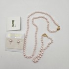 Lee Sands Pastel Pink Cultured Pearl Set Necklace Bracelet Earrings Boxed