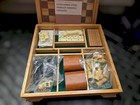 Vintage Wooden Game Board Set Chess checkers backgammon dominoes   More  new