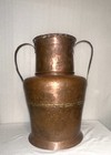 Antique Large Hand Hammered Copper Handled Urn Jug Vessel Pot