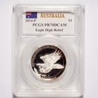 2014-p Australia Silver Wedge-tailed Eagle Pcgs Pr70 Dcam High Relief Mercanti