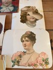 Vtg Die Cut Portrait Scraps Victorian Lady Paper Ephemera Scrapbook Lot