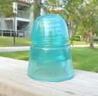 Great Jade Green Milk Cd 145 H g co Glass Insulator W  Amber Swirl