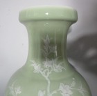 Very Fine 14  Signed Qing Dynasty Celadon   Enameled Chinese Art Pottery Vase