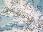 1938 Vintage Map Of West Indies Caribbean Puerto Rico Cuba Bahamas Costa Rica