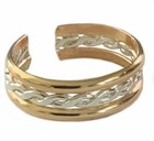 Women s Solid 925 Silver Metal 3 Row Adjustable Toe Ring 14k Yellow Gold Plated