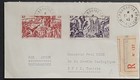 Z mdg-202  Madagascar 1946 2 Airmail Registered Covers  stamps Chad To Rhin 