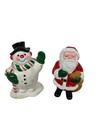 Vintage Christmas Santa Claus   Waving Snowman Pvc Figurines Cake Topper B78