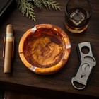 Handmade Amber Acrylic Cigar Ashtray Round Decorative Resin Smoking Bowl Vintage