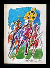 Framed Art Print By Leroy Neiman Signed Vintage 1970s Horse Racing Ready To Hang