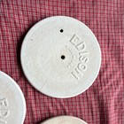 Edison Lot Of 3 Antique Round White Ceramic Discs Phonograph Record Weights Usa