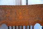 Ant 1800 s victorian Pressed Back Oak Winged Griffons Rocking Chair leather Seat