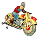 Technofix Ge 255 Racing Windup  2 Motorcycle Tin Litho Toy Us Zone Germany