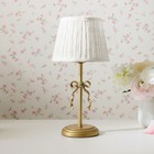 Pbteen Loveshackfancy Mini Table Lamp Desk Light Floral Bow Accent Gold Base