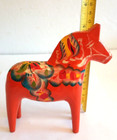 Vtg Akta Dalahemslojd Dala Horse Wooden Orange 5    Tall Vintage Sweden Sticker