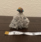 Vintage Quartz Stone Carved Parrot Figurine On Crystal Base South America  2 5   