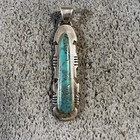 Vintage Southwestern Peter Johnson Turquoise Sterling Silver Pendant Signed