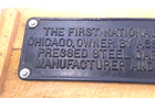 Vintage Cast Iron Railroad Trust Plate Mounted On Rough Sawn Planks