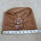 Elegant Brown Turban Headwrap With Double Rose Embellishment New