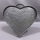 Vintage 8  Pierced Tin Heart Cheese Strainer Mold Primitive House Logo Stamp
