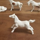 Vintage Set Of 5 Bone China Japan Miniature White Horses 2    Porcelain Figurines