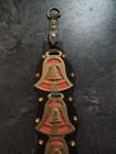 Vintage 5 Brass Horse Medallions 21    Leather Bridle Strap Bell Horseshoe Jersey